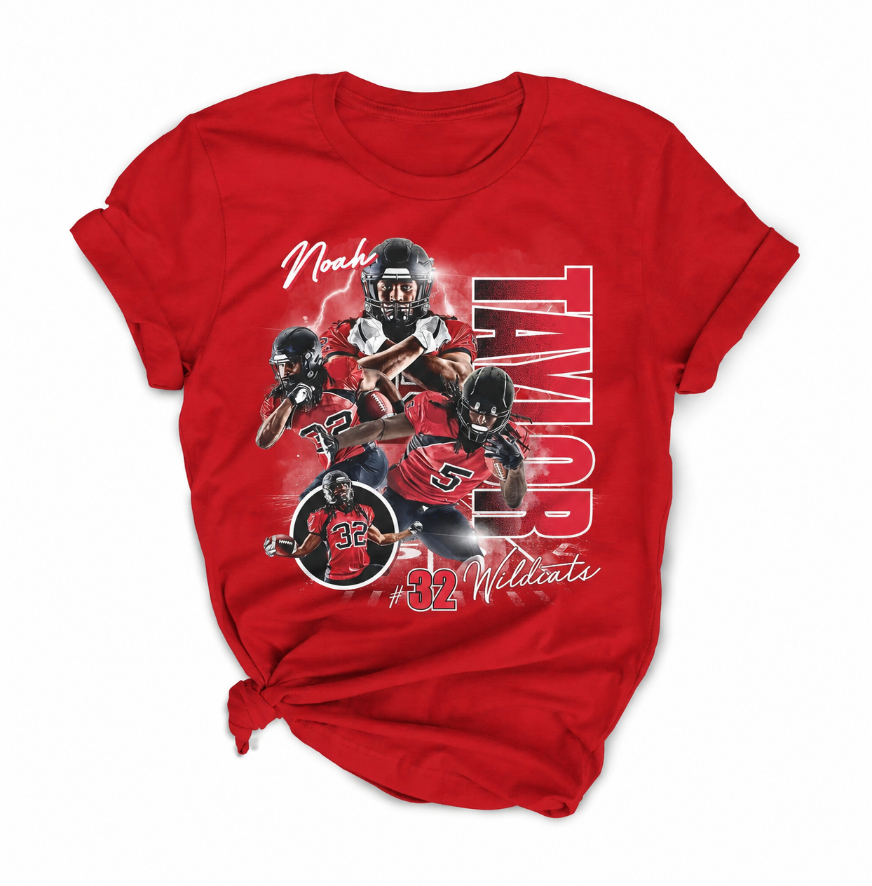Vintage Football Player Graphic Tee | Retro Sports Athlete Collage T-Shirt