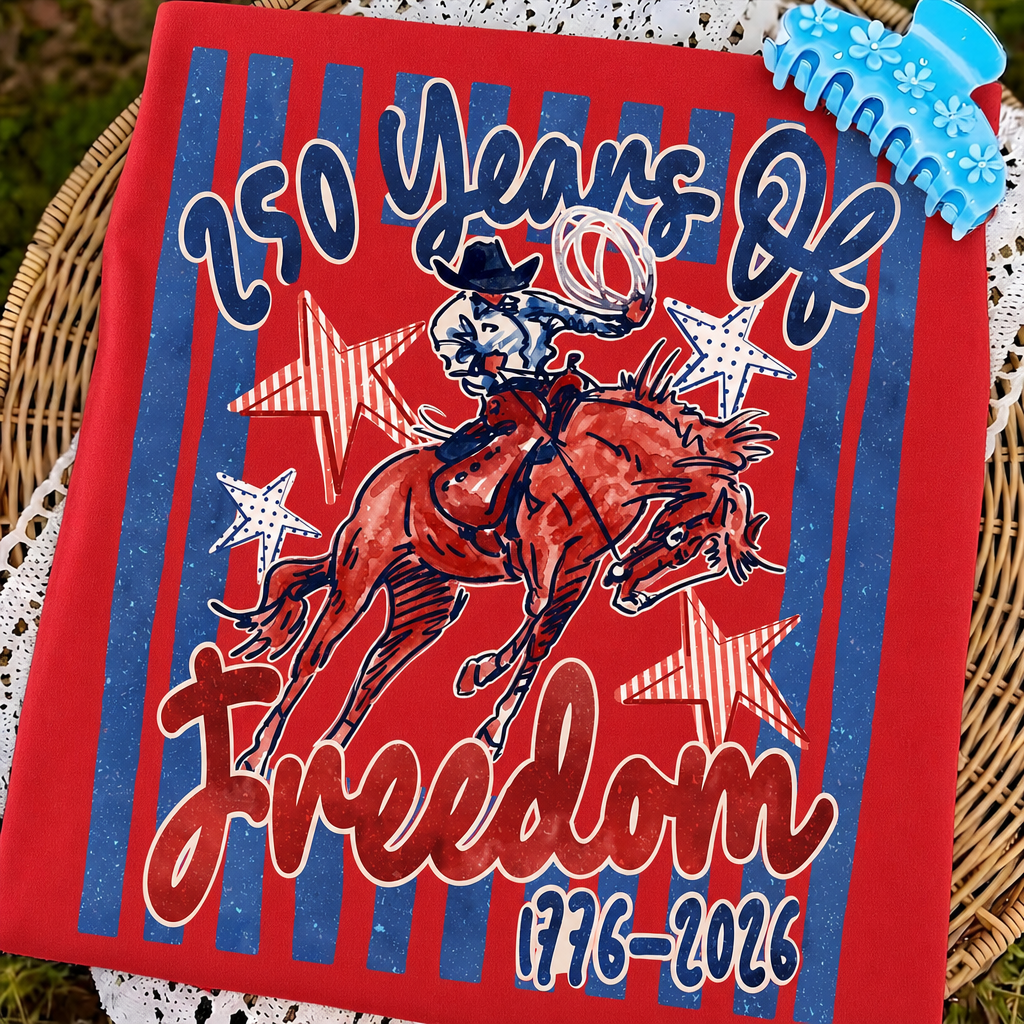 250 Years of Freedom 1776-2026 Cowboy Graphic Tee