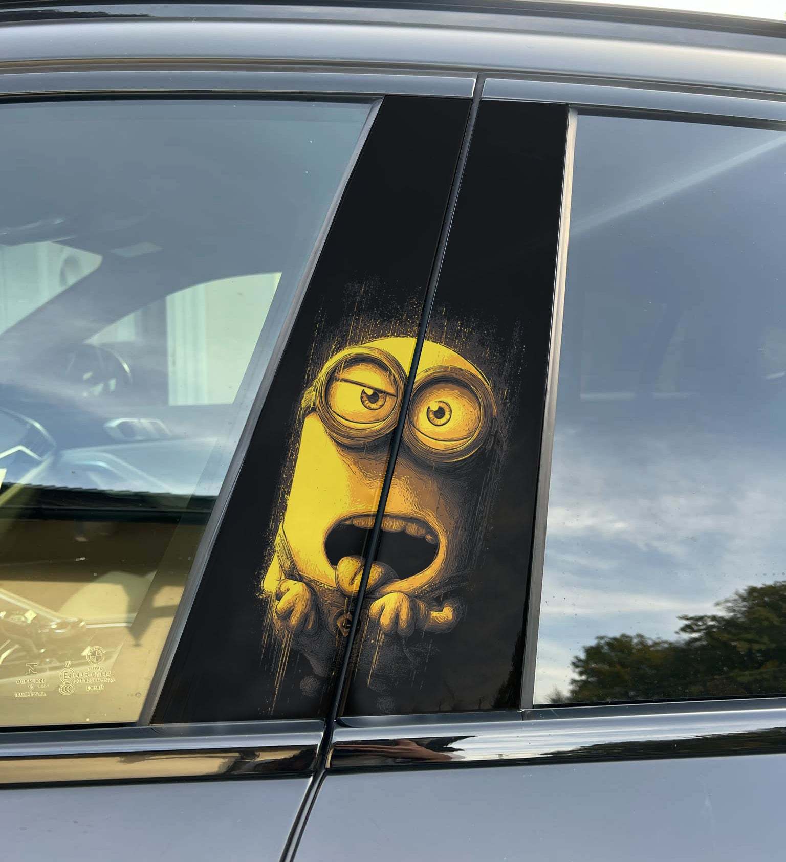 Minion S Car Pillar Wrap - Premium Vinyl B-Pillar Decal, Universal Fit