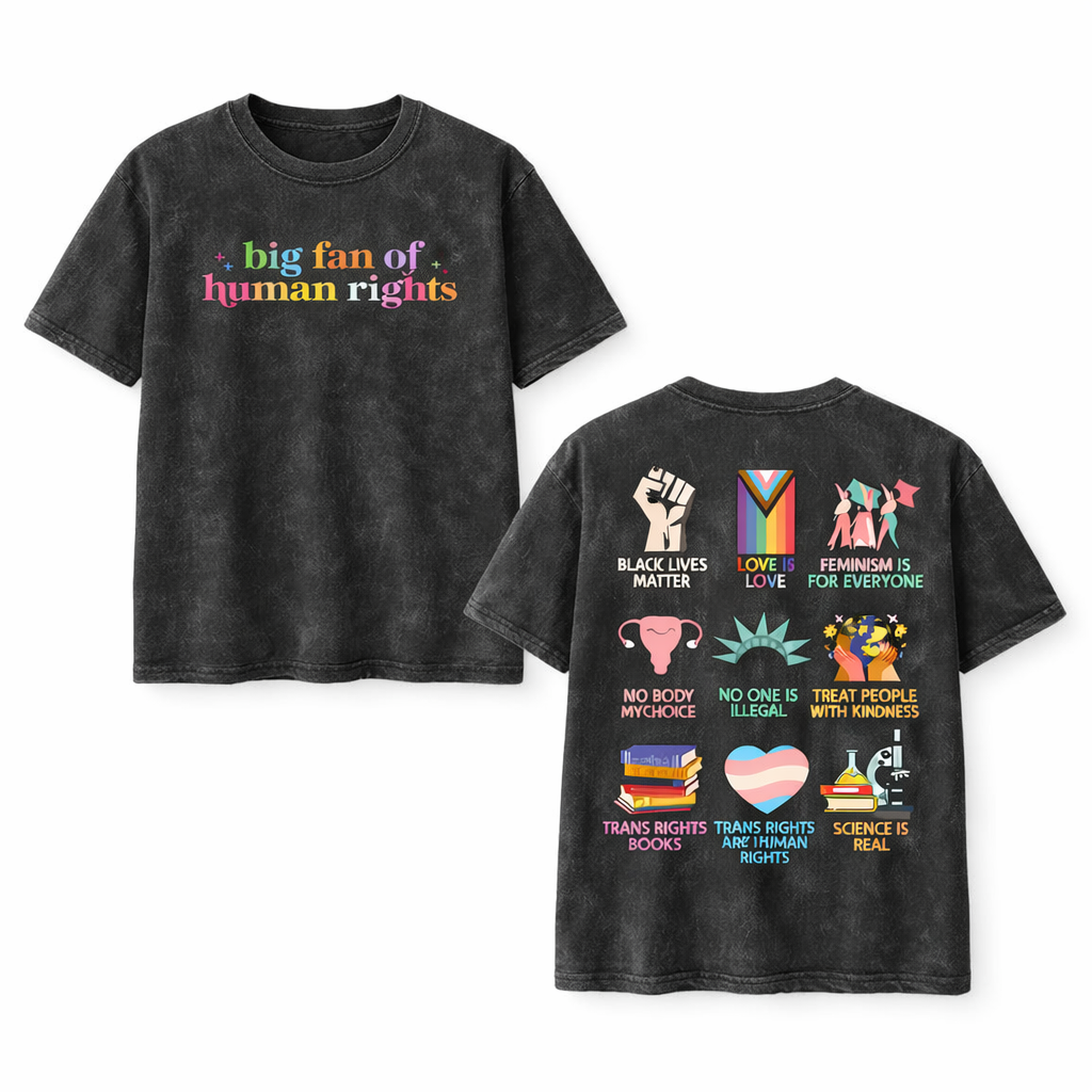 "Big Fan of Human Rights" Vintage Wash Hoodie - The Equality Collection