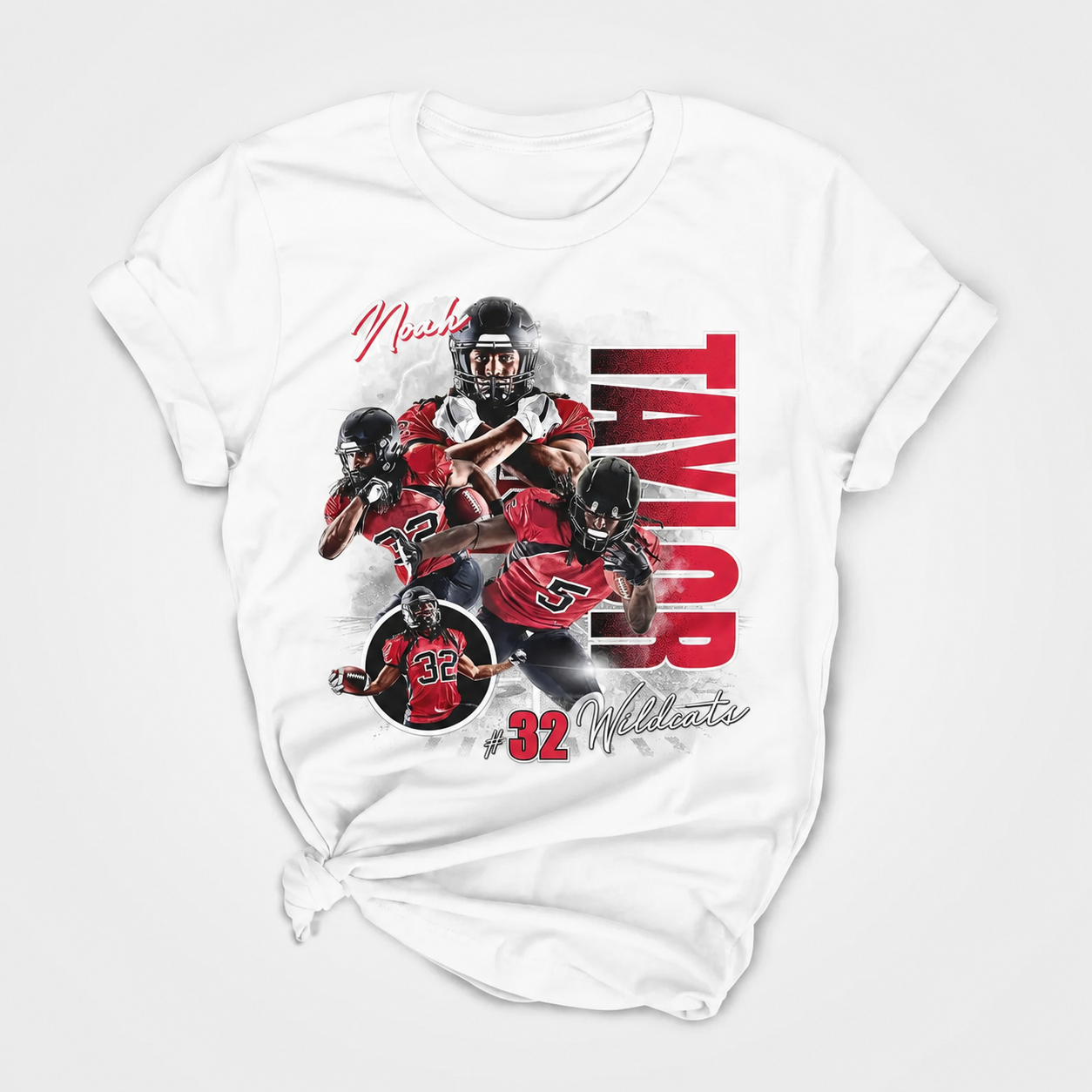 Vintage Football Player Graphic Tee | Retro Sports Athlete Collage T-Shirt