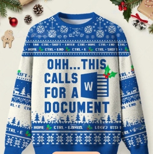 Office Geek Christmas Ugly Sweater - Excel/PowerPoint/Word Themed Festive Apparel