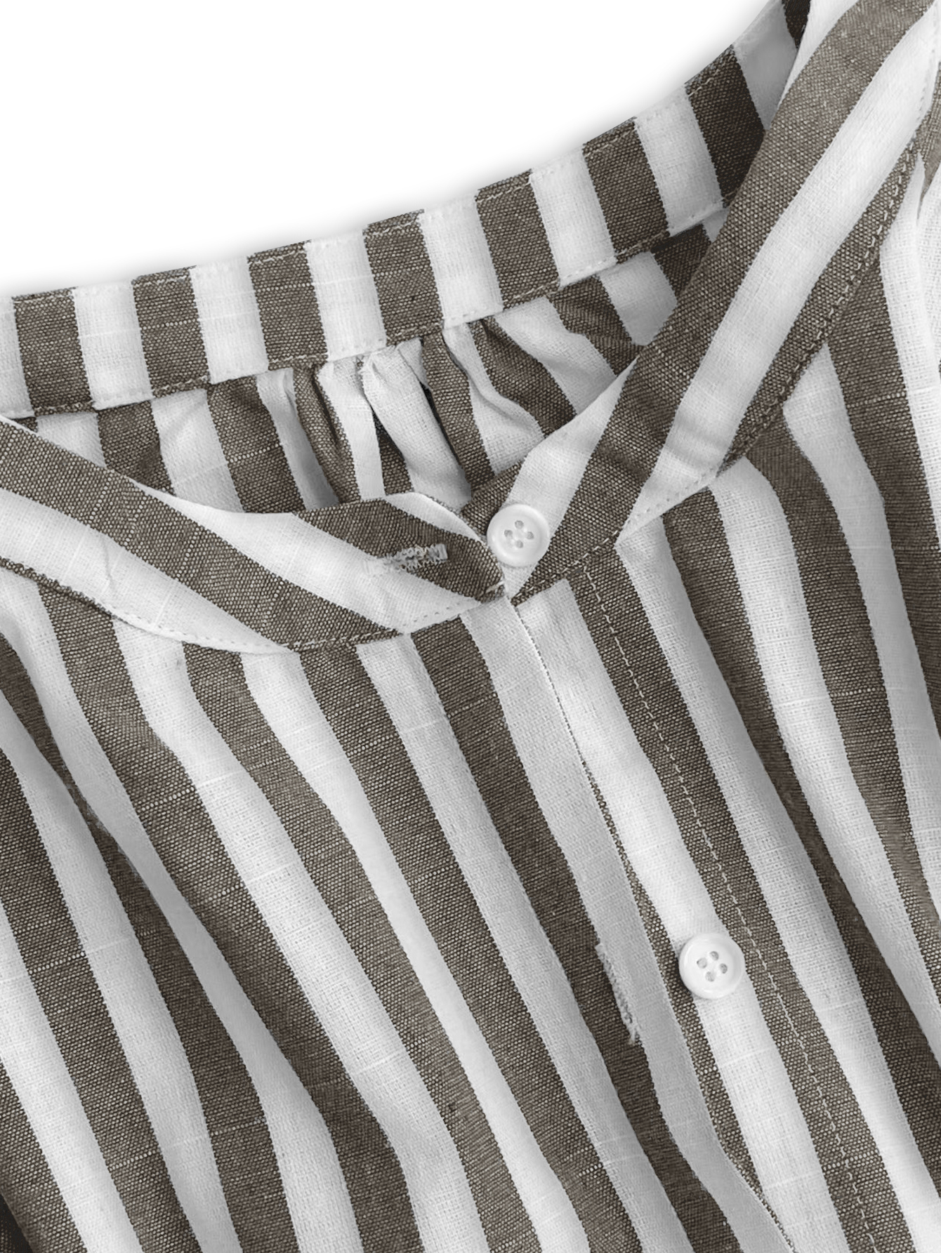 Summer Blue & White Striped Shoulder Ruffle Bow Tie Cinched Waist Cotton Dress