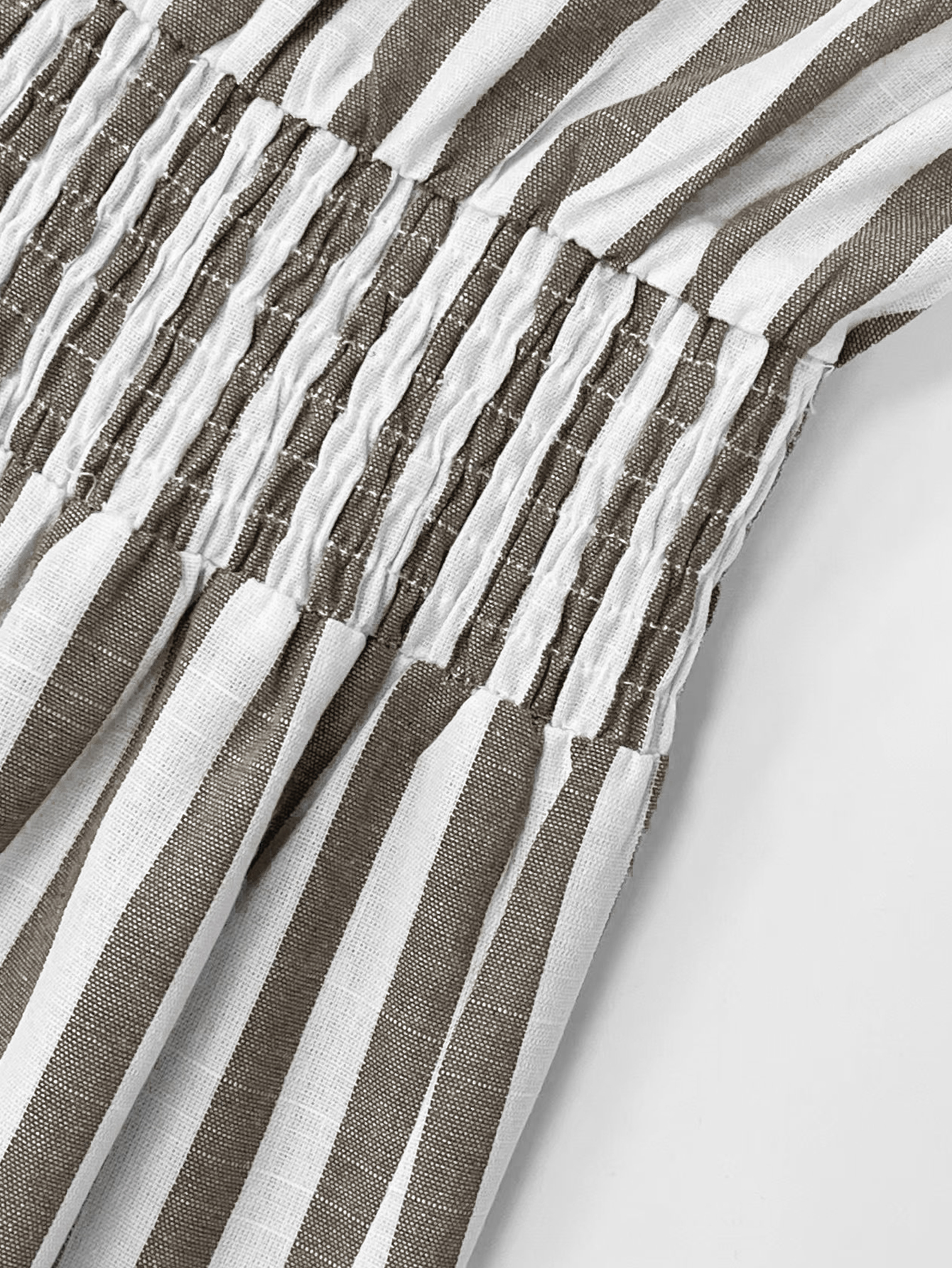 Summer Blue & White Striped Shoulder Ruffle Bow Tie Cinched Waist Cotton Dress