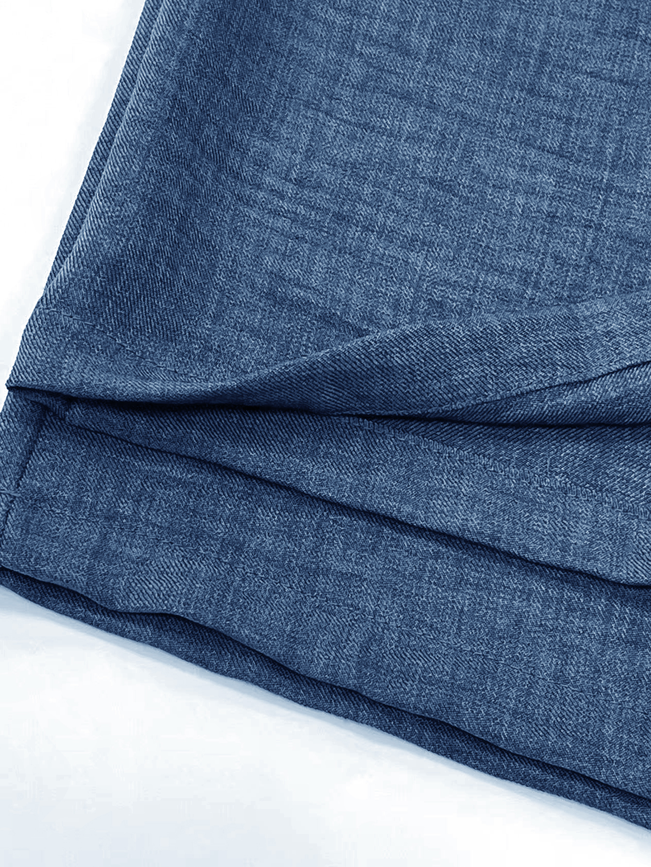 Elegant High-Waisted Blue Linen Wide-Leg Pants with Belted Waist