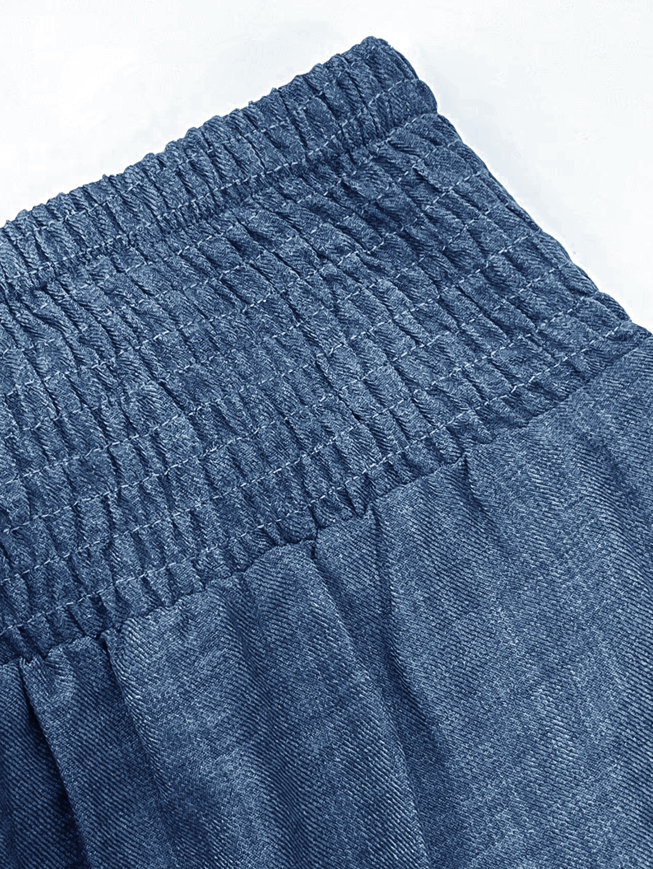 Elegant High-Waisted Blue Linen Wide-Leg Pants with Belted Waist