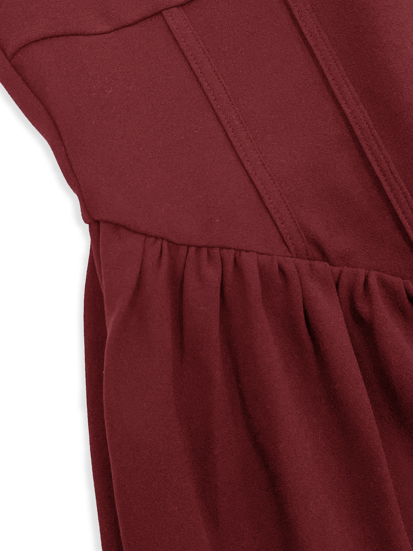 Chic Burgundy Cut-Out Back Short Sleeve Dress with Ruffled Hem