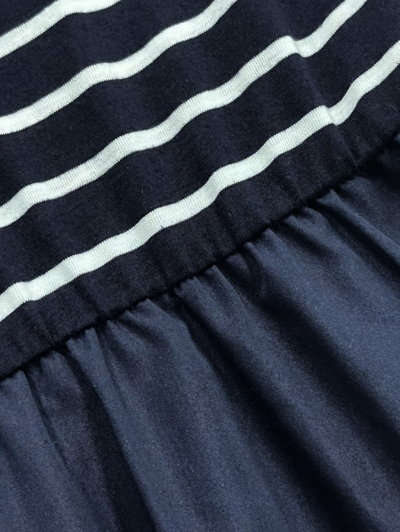 Nautical Navy and White Striped Short Sleeve Dress with Belted Waist