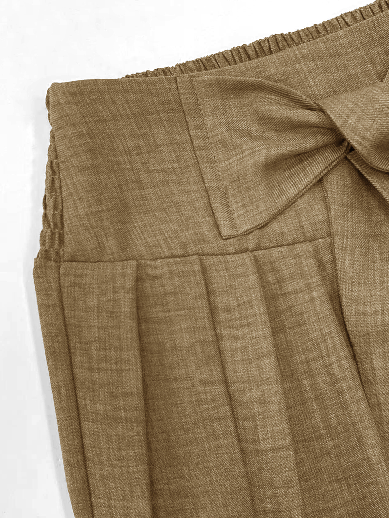 Elegant High-Waisted Blue Linen Wide-Leg Pants with Belted Waist