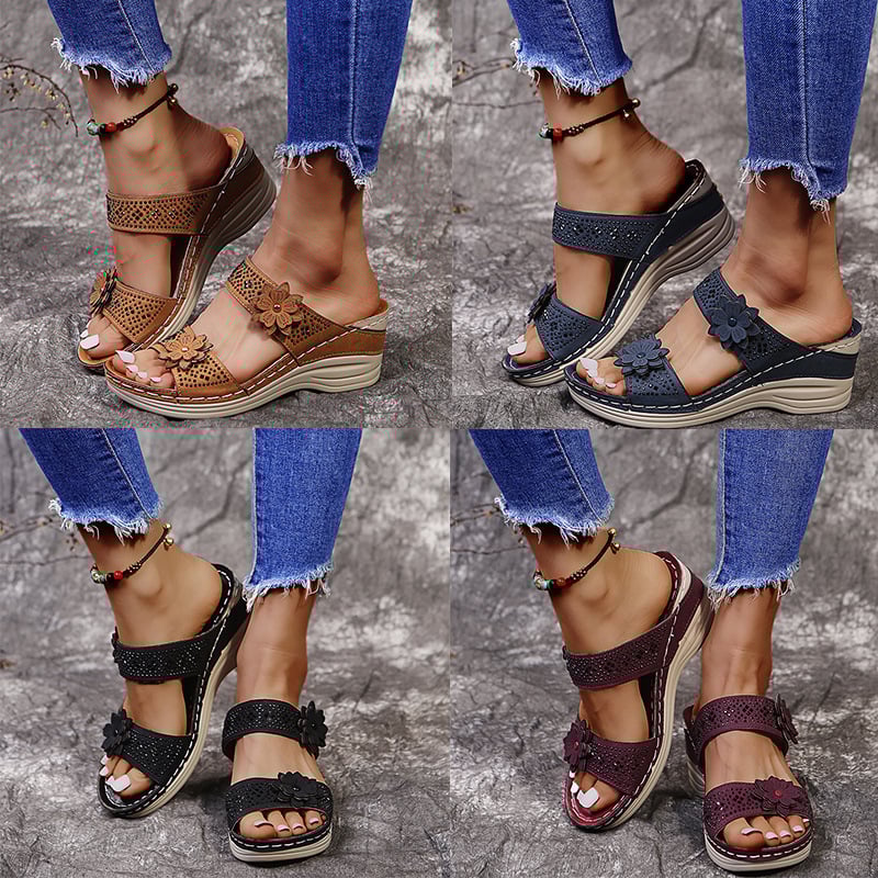 Women's Vintage Floral Wedge Orthopetic Sandals-XSZTVDO