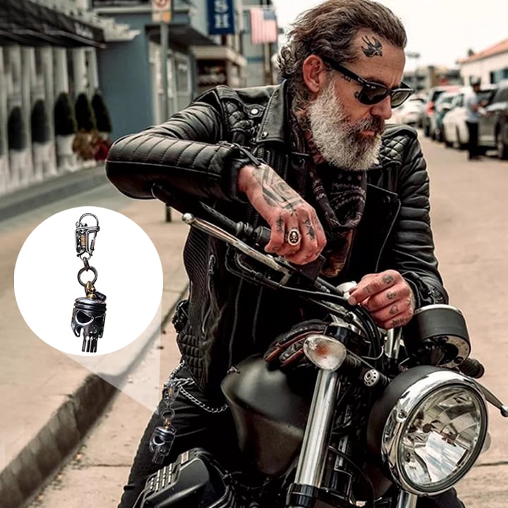 Piston art skull keychain (pendant/flashlight/bottle opener)-XSZTVDO