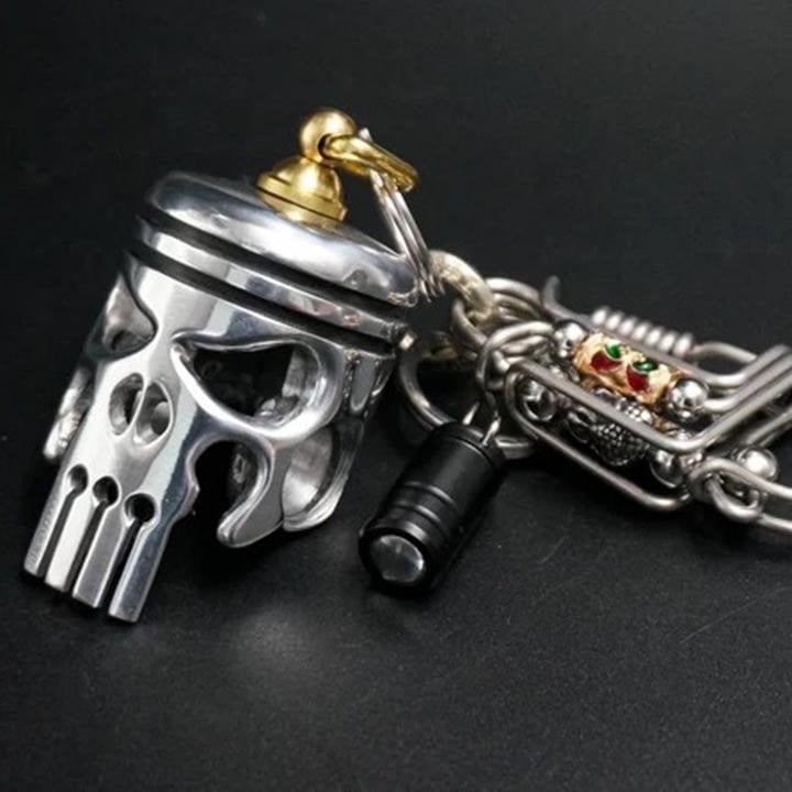 Piston art skull keychain (pendant/flashlight/bottle opener)-XSZTVDO