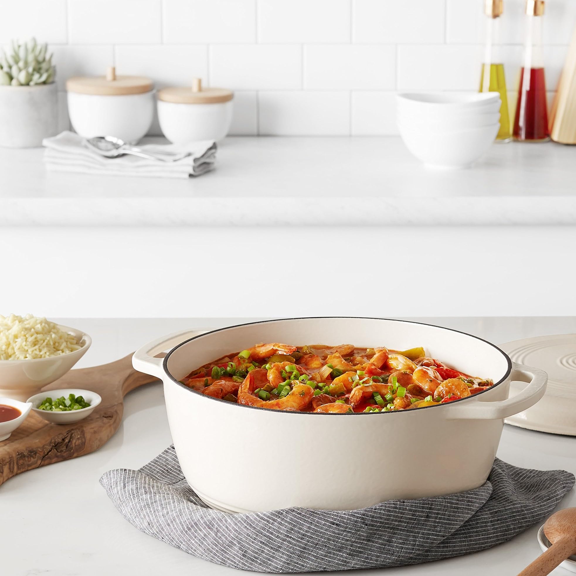 Horno holandés de hierro fundido esmaltado, Redondo, 6.9 L, Azul