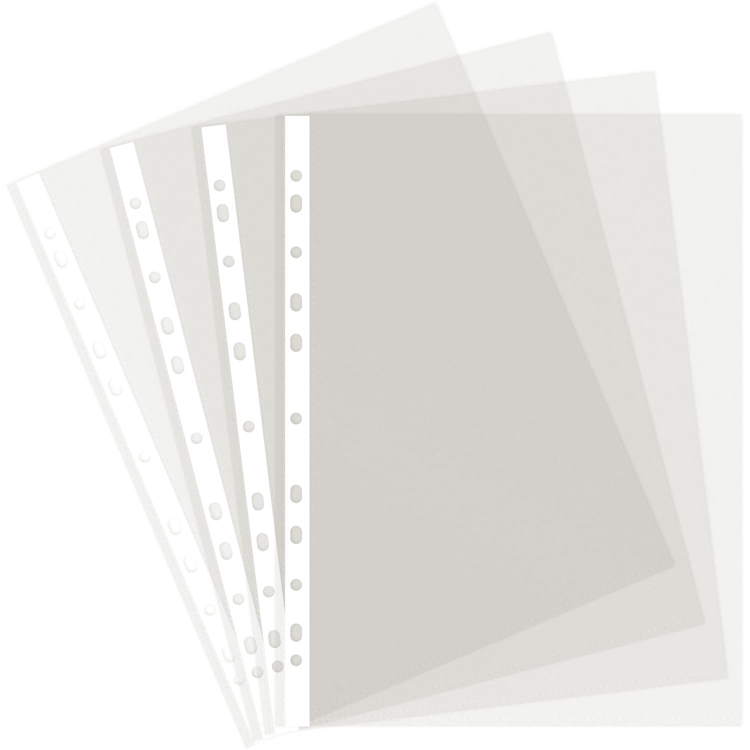  Bolsa 100 Fundas Transparentes Polipropileno A4| Galga Estándar | Piel Naranja | Lomo Reforzado con 11 Taladros | Perfectas para Archivar Documentos de Papel en Archivadores