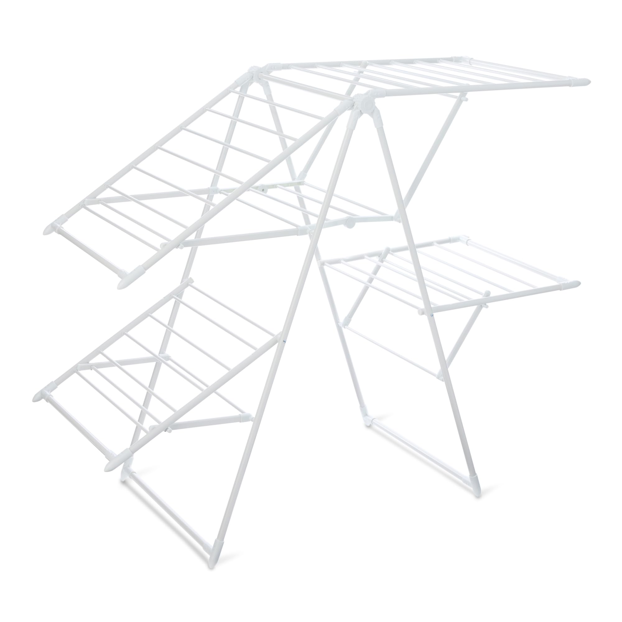  Tendedero Plegable de Metal de 2 alas, 1,54 x 0,59 x 0,99 m, Color Blanco