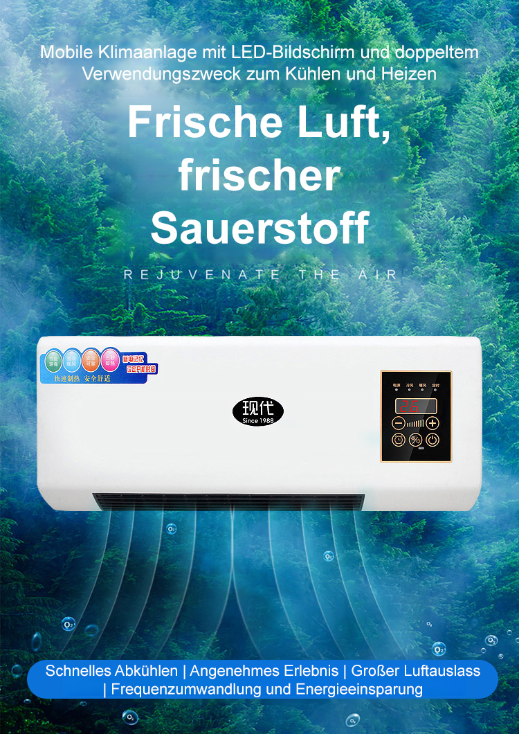 【Begrenzter Vorrat, nur noch 20 Einheiten übrig】Moderne LED-Anzeige Warm- und Kaltluft tragbare Klimaanlage