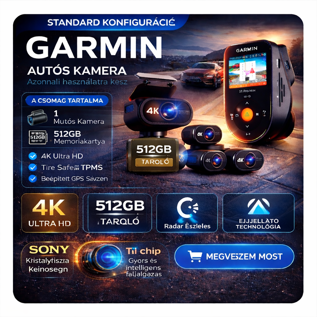 Garmin S1 Pro Max – Megbízható 4K autós fedélzeti kamera,360° teljes lefedettség, éles nappali és éjszakai felvétel