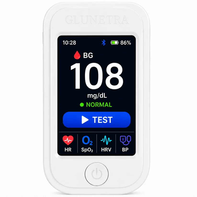 🩺 GLUNETRA™ G5 – Új generációs, non-invazív vércukorszint- és egészségmonitor | 🩸 Ujjbegyszúrás nélküli vércukorszint-mérés | ✅ Egyszerű és kényelmes otthoni használat