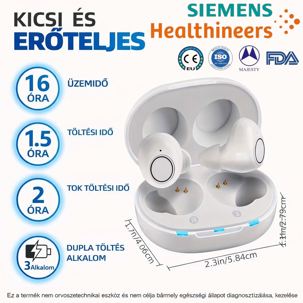 Újratölthető hallókészülékek - kristálytiszta hangzás, hosszú akkumulátor-üzemidő, kompakt kialakítás, egyszerű töltés USB töltőtok segítségével, nincs szükség csatlakozóra.