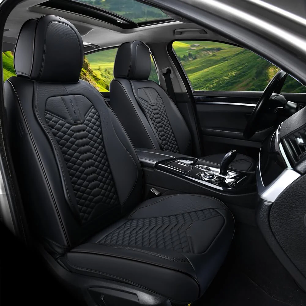 Coverado első és hátsó üléshuzat-szett, kiváló minőségű, vízálló műbőr, deréktámasz, vezető-utas oldali, hátsó ülésvédő, univerzális, teljes szett - minden modell testreszabását támogatja