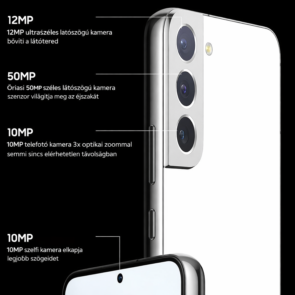 Samsung Galaxy S22 mobiltelefon, 128 GB, 8 GB RAM, 5G, Dual SIM（Vadonatúj, eredeti）