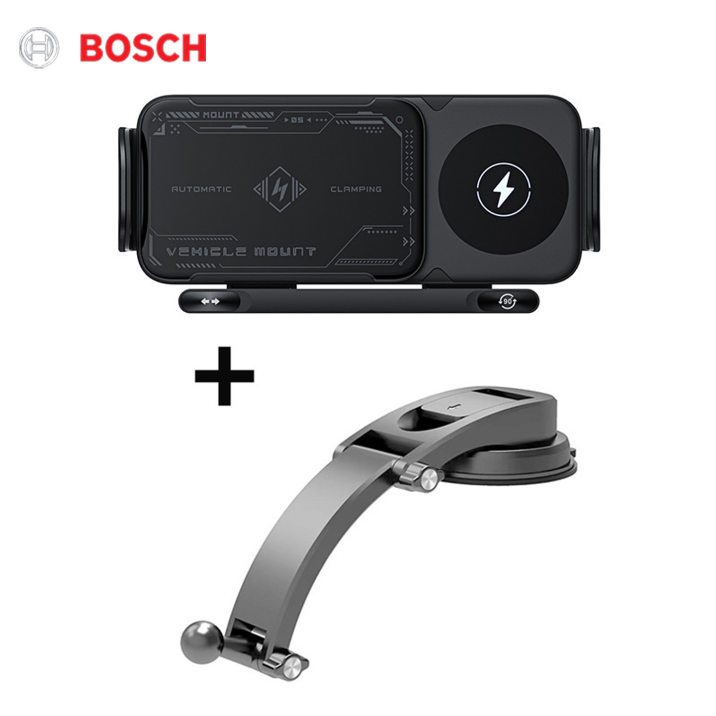 BOSCH autós tartó mesterséges intelligenciával támogatott hangvezérléssel, 3 az 1-ben automatikus forgatással, mesterséges intelligencia által vezérelt felismeréssel, vezeték nélküli WiFi-vel, gyors vezeték nélküli töltéssel és telefonokkal/összecsukhat