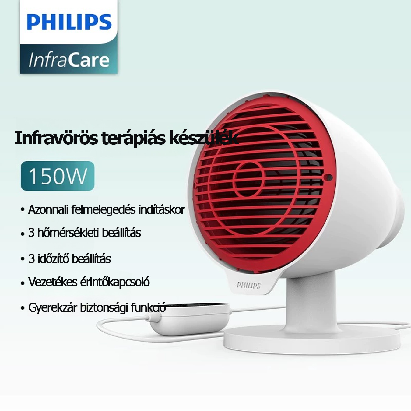 PHILIPS Mini hordozható infravörös terápiás lámpa | Könnyű otthoni terápia | Csillapítja a fájdalmakat, nyugtatja a testet | Egészséges ajándék családnak és barátoknak