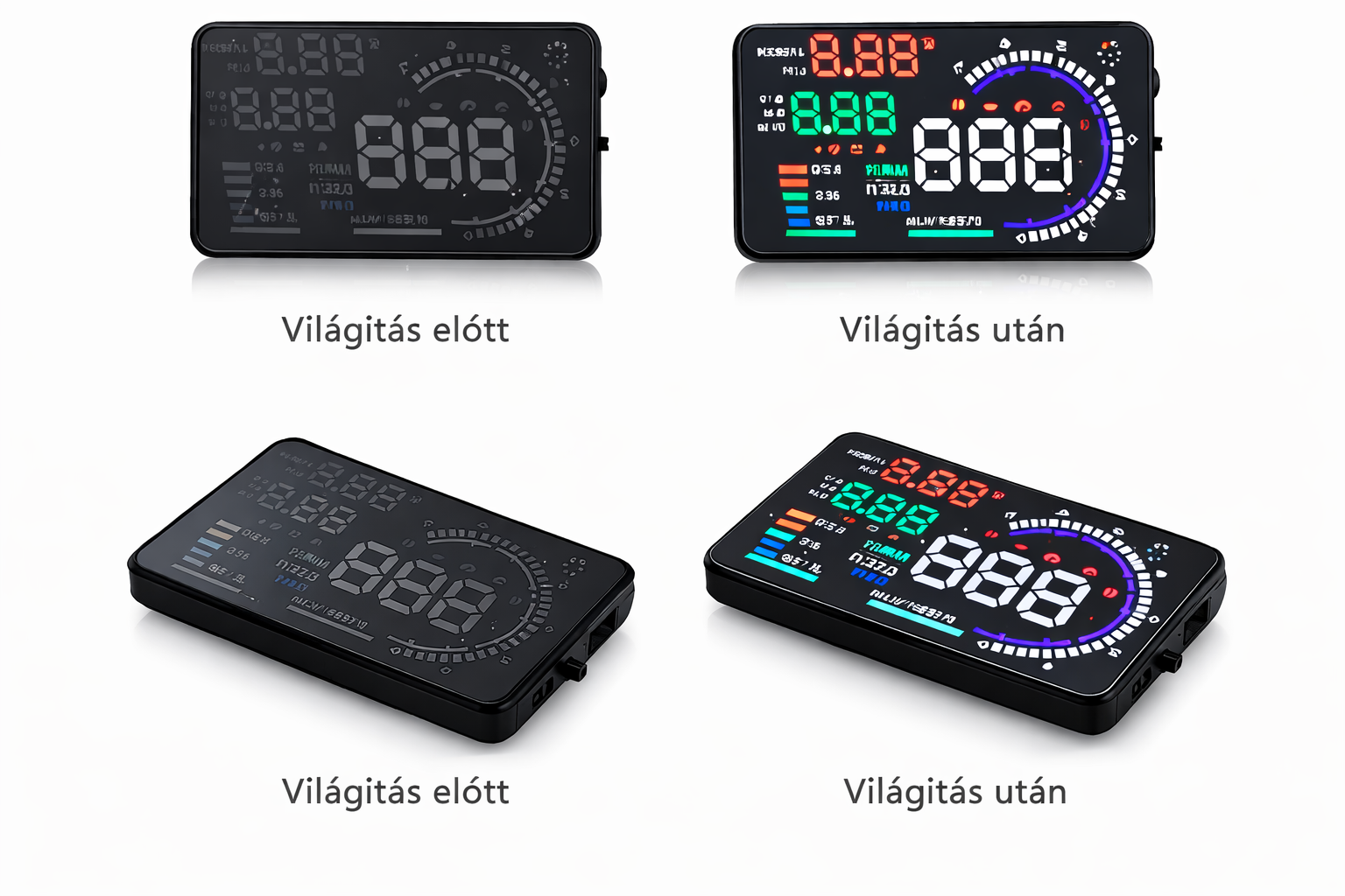 5,5 hüvelykes HUD fejkijelző, szélvédőre vetített járműsebesség, sebességtúllépés-riasztás, km/h mérföld/óra, OBDII/EUOBD interfészcsatlakozó autós HUD képernyő