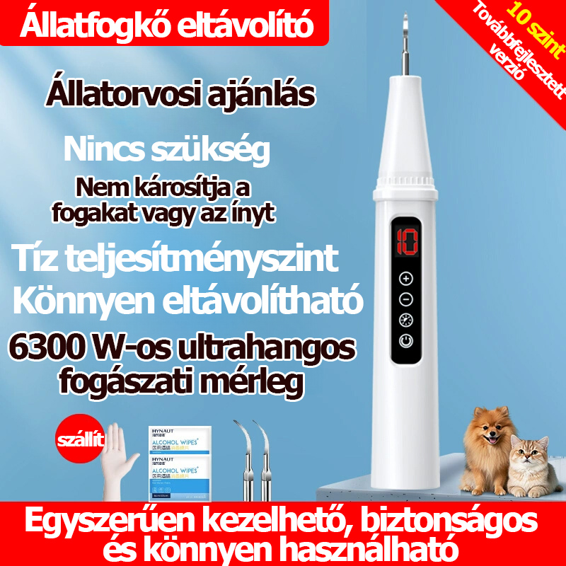 Fogkő eltávolító kutyáknak, ultrahangos fogtisztító háziállatoknak, macskafog-tisztító eszköz, mini fogtisztító.