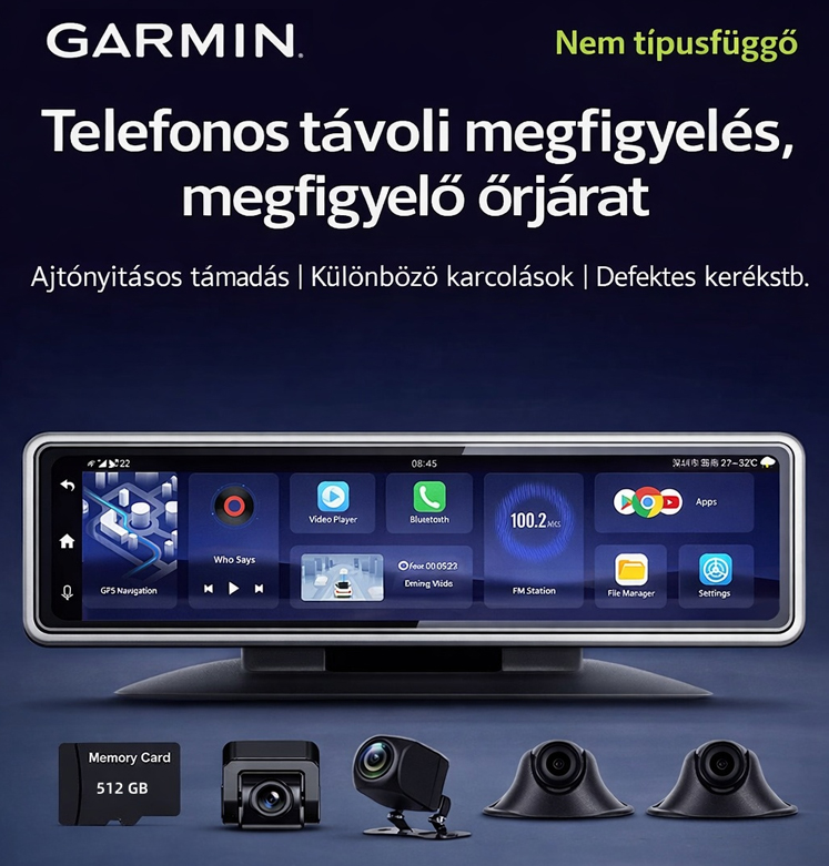 Sentry Mode 4 lencsés autós kamera, 4G távfelügyelet, 24 órás parkolásfelügyelet, 360°-os panorámanézet, 2026-os új modell