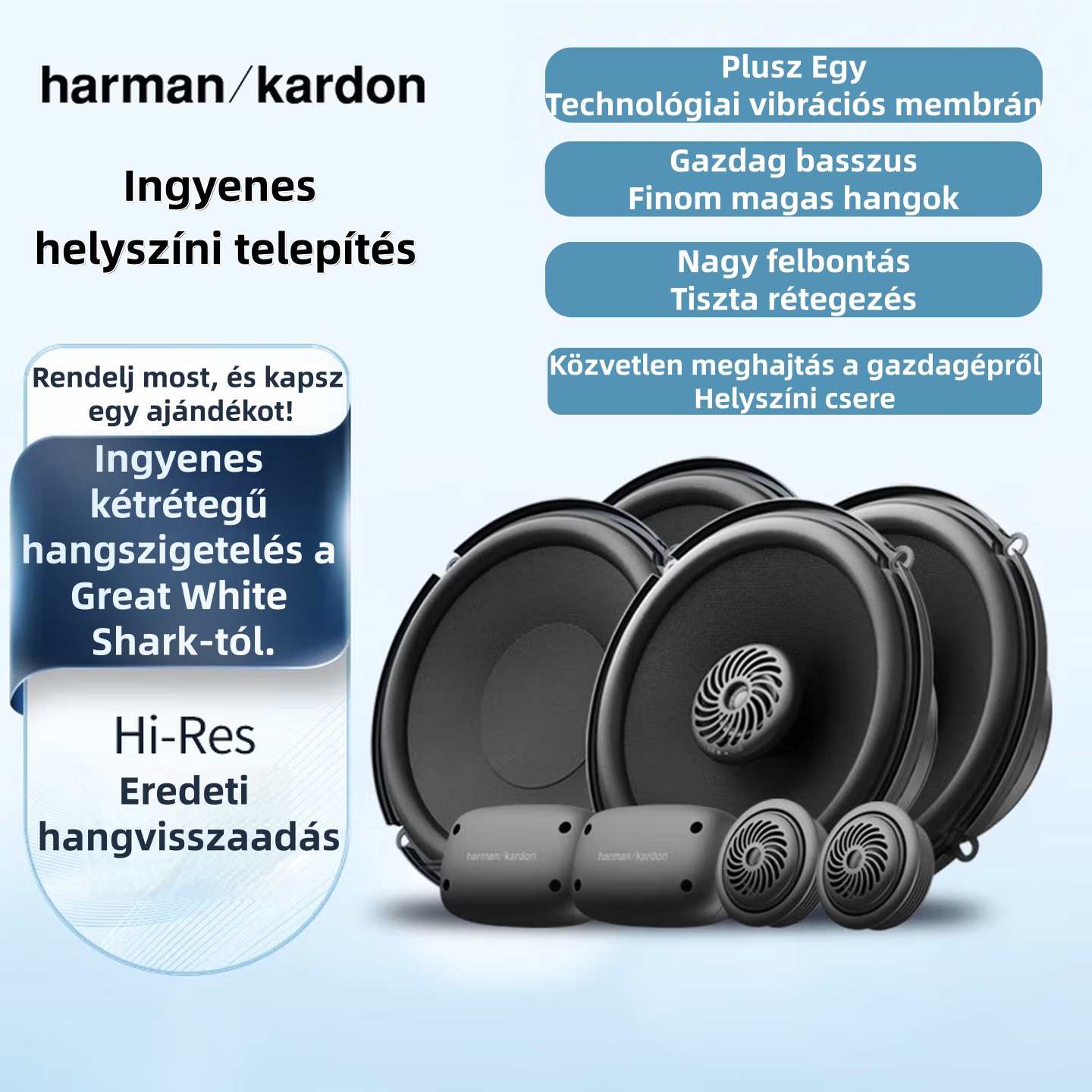 Harman Kardon autórádió-rendszer készlet | Nagy felbontású hangzás, crossover kialakítás, közvetlen fejegység-hajtás