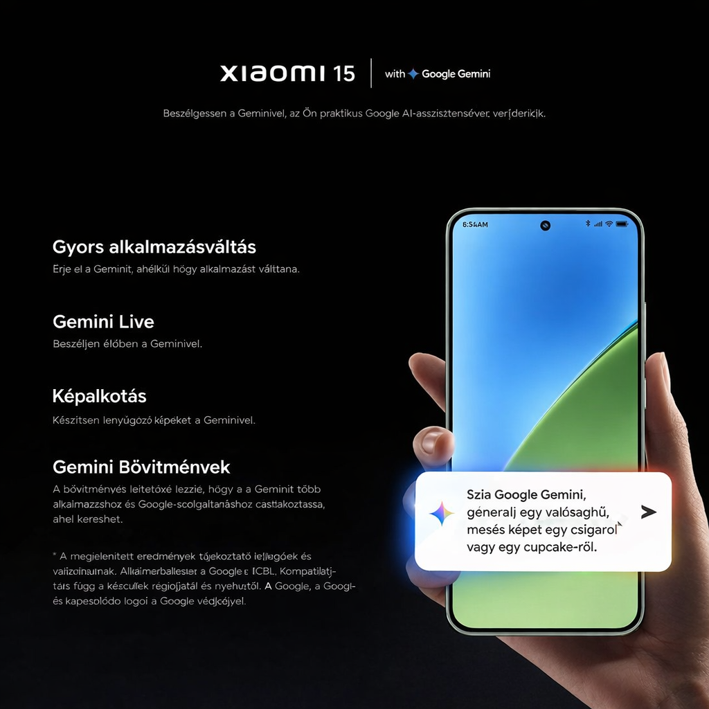 XIAOMI 15 5G Ai (Tmobile Mint Tello és az USA-n kívüli globális telefonokhoz) (512 GB + 12 GB) 50 MP-es Triple Pro Leica kamera 6,36" Dual Sim NFC