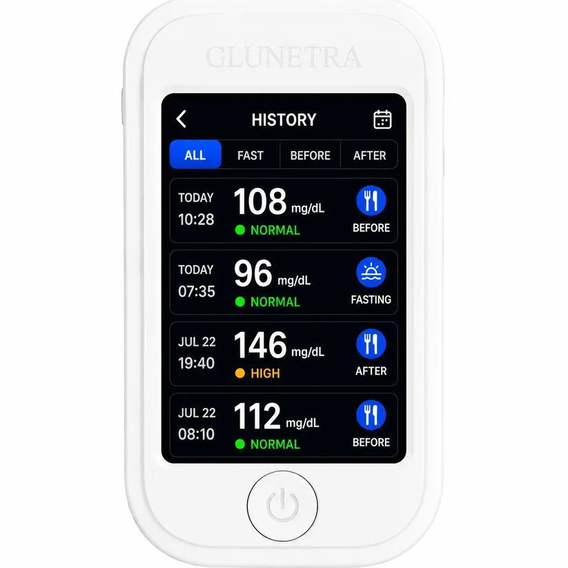 🩺 GLUNETRA™ G5 – Új generációs, non-invazív vércukorszint- és egészségmonitor | 🩸 Ujjbegyszúrás nélküli vércukorszint-mérés | ✅ Egyszerű és kényelmes otthoni használat