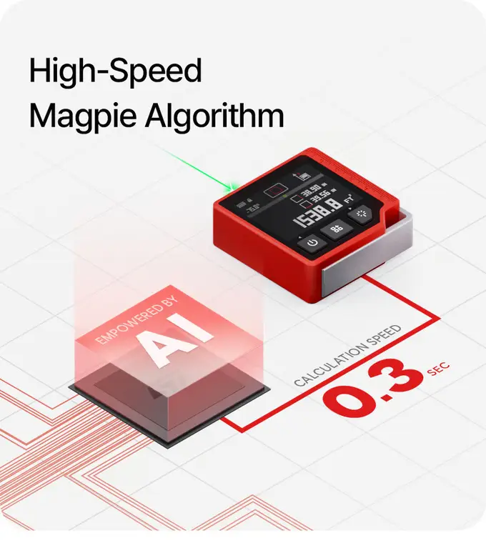 QUBE: 3 az 1-ben digitális szögmérő, vízmérték és távolságmérő