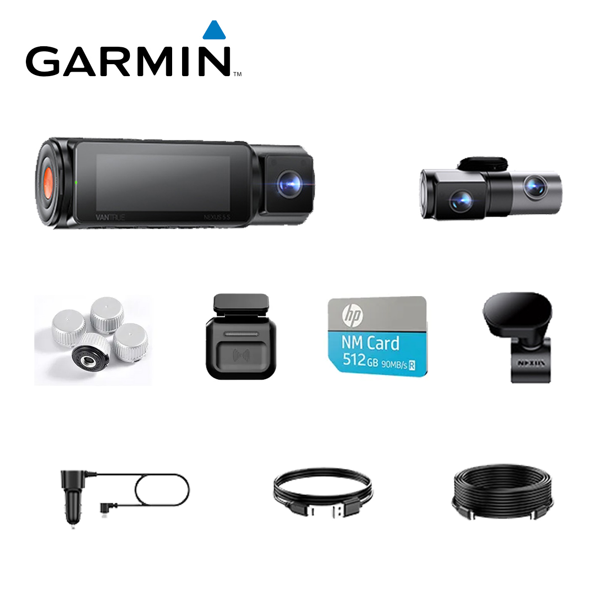 Garmin Vantrue N5S négycsatornás 360°-os WiFi-s autós kamera, STARVIS 2 csillagos égbolt képalkotás, infravörös éjjellátó, kettős felvétel (2.7K + 1080P*2 + 1440P), hangvezérlés, GPS-pozícionálás, 24 órás parkolófigyelés, infravörös éjjellátó, akár 1 TB m