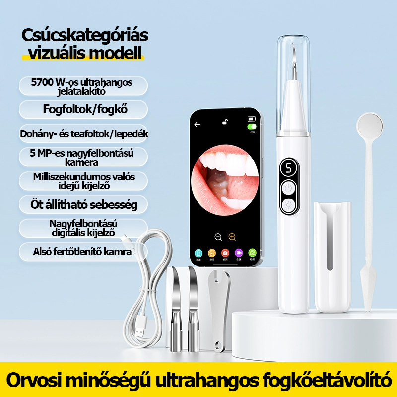 CURVY MOON Visual ultrahangos fogtisztító - Eltávolítja a fogkövet és a foltokat, tisztítja a fogakat és a foltokat