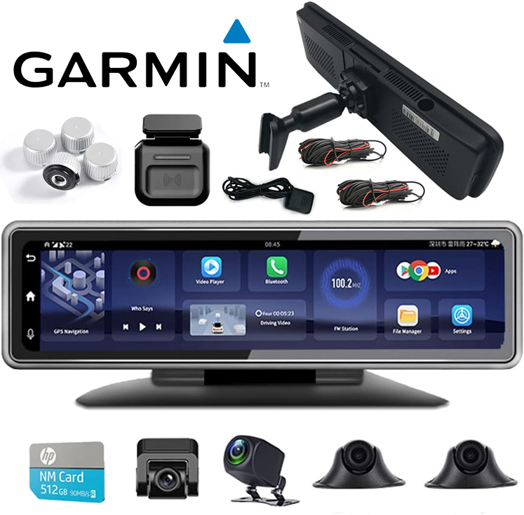Garmin Sentry Mode 4K négylencsés autós kamera 4G távfelügyelettel, 24 órás parkolófelügyelettel, 360°-os panorámaképpel (2026-os modell), Starlight éjjellátó funkcióval