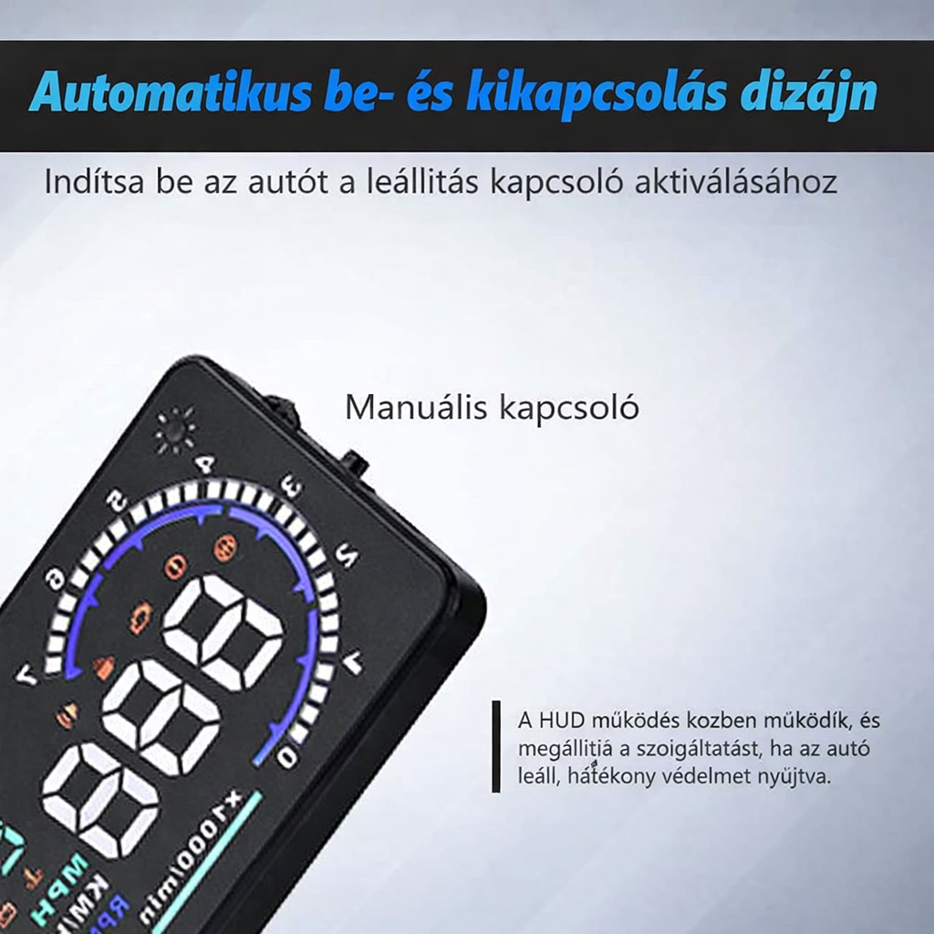 5,5 hüvelykes HUD fejkijelző, szélvédőre vetített járműsebesség, sebességtúllépés-riasztás, km/h mérföld/óra, OBDII/EUOBD interfészcsatlakozó autós HUD képernyő