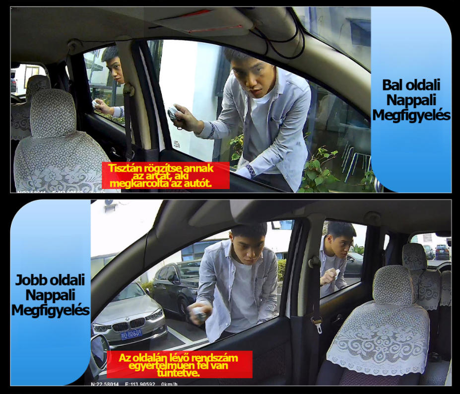 4K-s, négylencsés, őrszem üzemmódú autós kamera, parkolásfigyelés, 24 órás karcolásvédelem, 360 fokos panorámanézet, hangvezérlés.