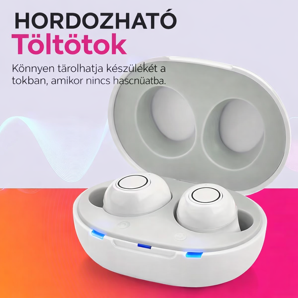 Újratölthető hallókészülékek - kristálytiszta hangzás, hosszú akkumulátor-üzemidő, kompakt kialakítás, egyszerű töltés USB töltőtok segítségével, nincs szükség csatlakozóra.
