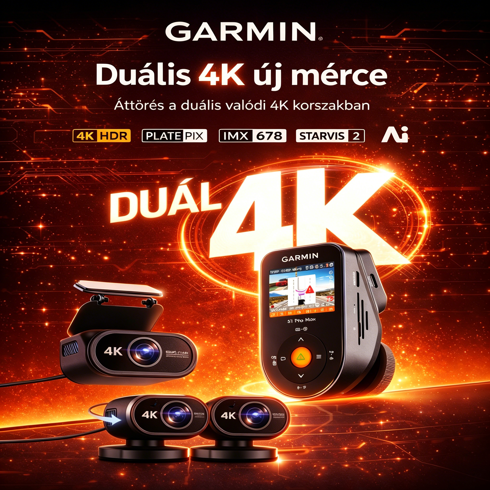 Garmin S1 Pro Max – Megbízható 4K autós fedélzeti kamera,360° teljes lefedettség, éles nappali és éjszakai felvétel