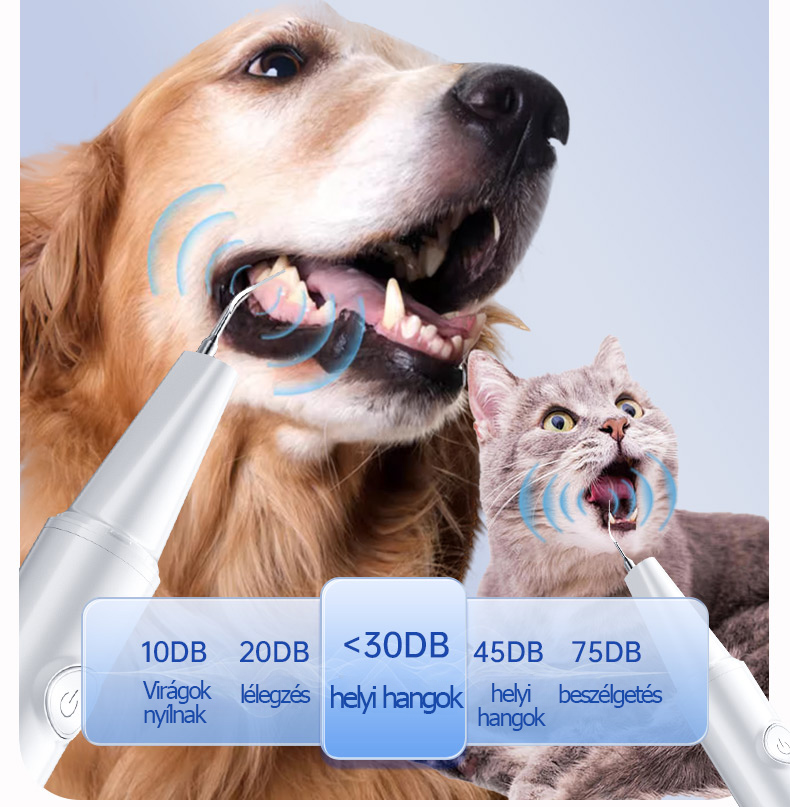 Fogkő eltávolító kutyáknak, ultrahangos fogtisztító háziállatoknak, macskafog-tisztító eszköz, mini fogtisztító.