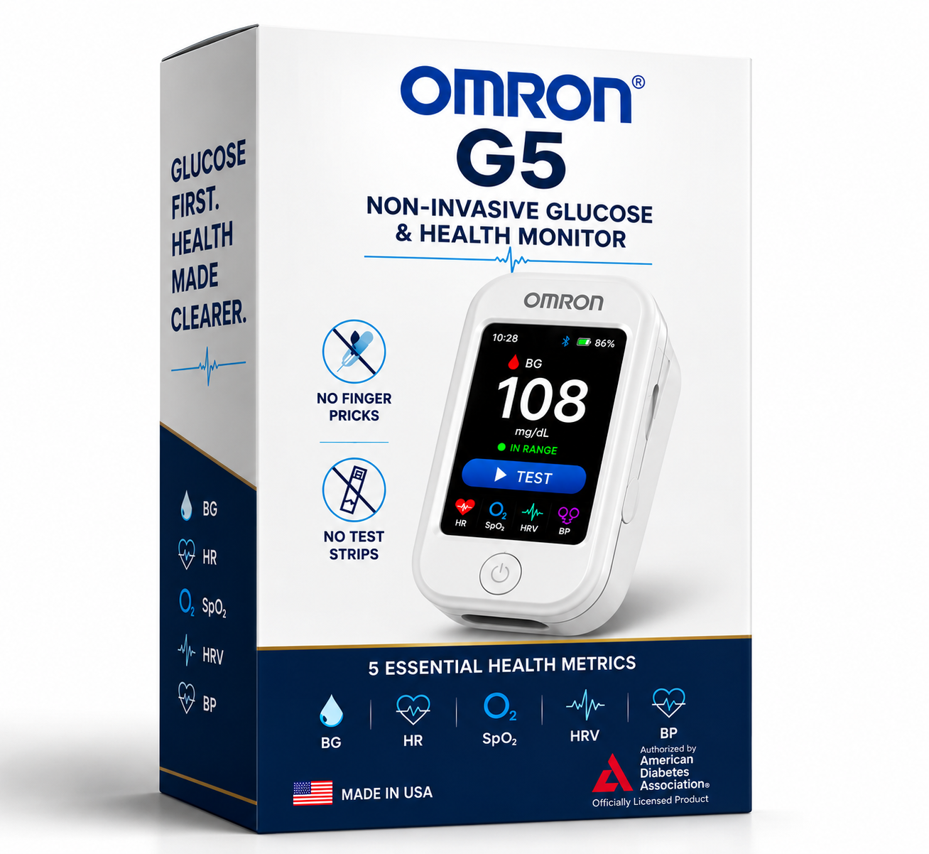 🩺 OMRON® G5 – Új generációs, non-invazív vércukorszint- és egészségmonitor | 🩸 Ujjbegyszúrás nélküli vércukorszint-mérés | ✅ Egyszerű és kényelmes otthoni használat