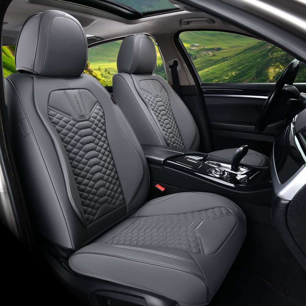 Coverado első és hátsó üléshuzat-szett, kiváló minőségű, vízálló műbőr, deréktámasz, vezető-utas oldali, hátsó ülésvédő, univerzális, teljes szett - minden modell testreszabását támogatja