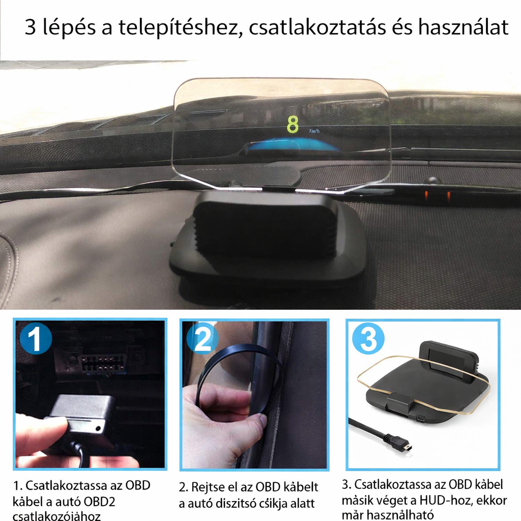 OBD2 head-up kijelző, irányjelző autóhoz, MAIMEIMI OBD2 és GPS kettős rendszerű digitális sebességmérő autóhoz, HUD, MPH projektor, RPM, vízhőmérséklet, PSI, volt, futásteljesítmény, 4 riasztással, a legtöbb 2008+ évjáratú szedánhoz