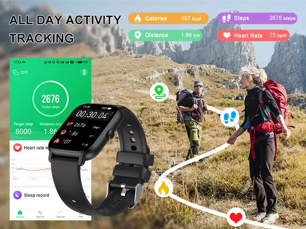 Ntaanoo 1.85 英寸高清智能触摸屏可穿戴智能手表产品介绍，支持无线语音通话，150 种锻炼模式，DIY 定制消息提醒，适用于游泳户外运动铁质腕表 6