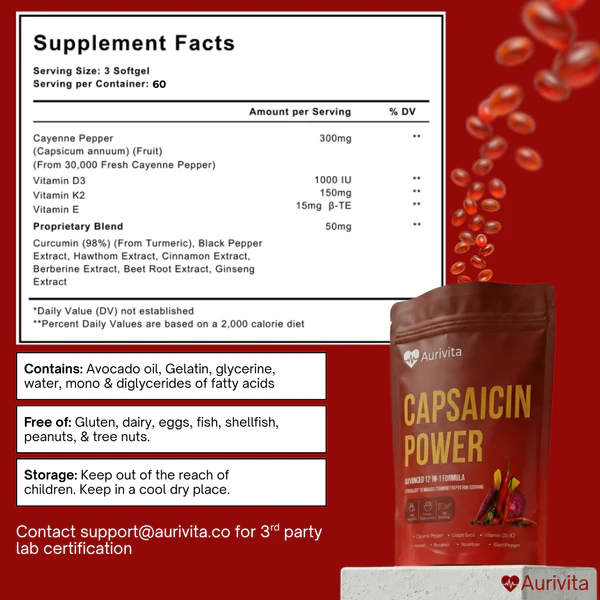 Aurivita Capsaicin Power - Cayenne bors lágyzselatin kapszulák
