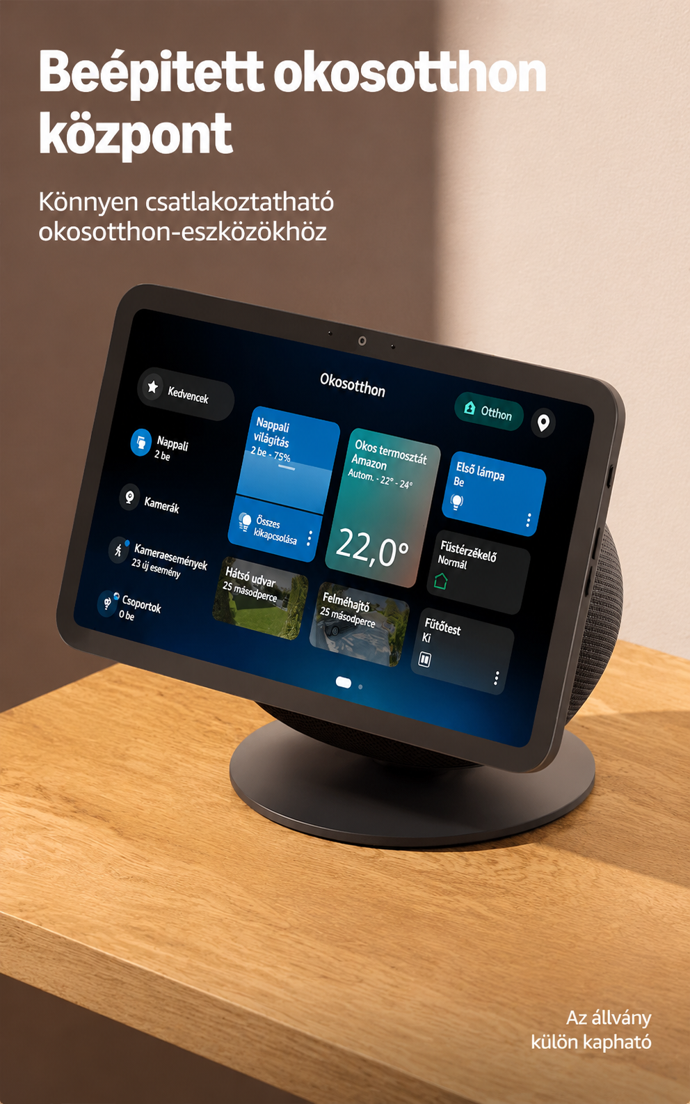 Amazon Echo Show 8 (legújabb modell), 8,7 hüvelykes HD kijelző, térhatású hangzást támogat, kifejezetten Alexa+-hoz tervezve, grafit színű.