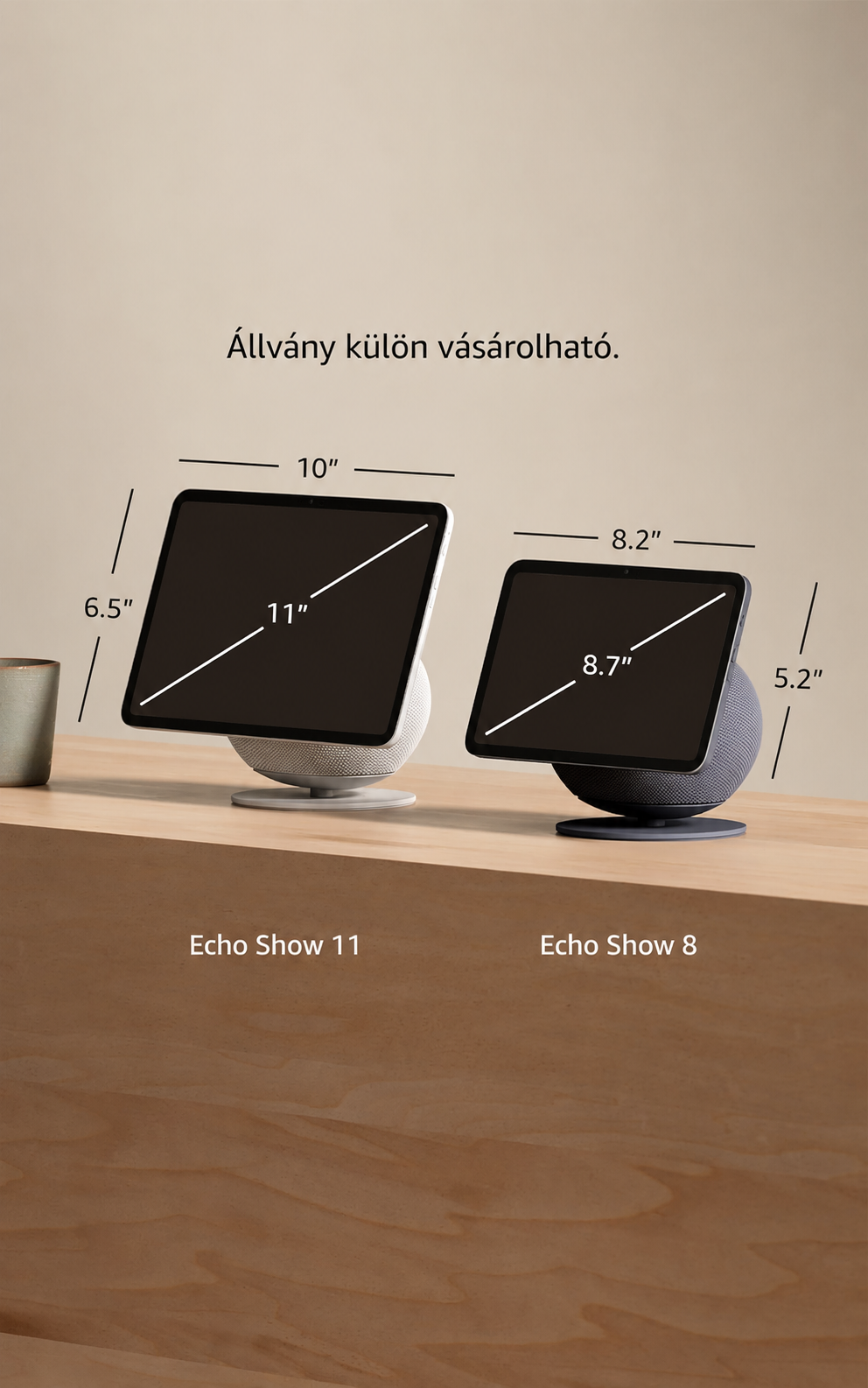 Amazon Echo Show 8 (legújabb modell), 8,7 hüvelykes HD kijelző, térhatású hangzást támogat, kifejezetten Alexa+-hoz tervezve, grafit színű.