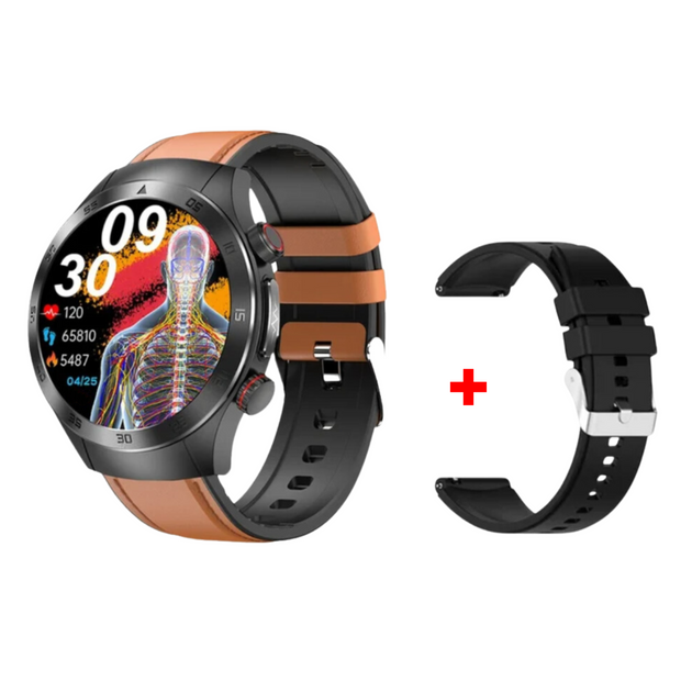 HealthWave Max - A legjobb okosóra orvosi diagnosztikához, óra a vérzsírok, a húgysav és a vércukorszint monitorozására, valamint EKG-t és fotopletizmográfiát használó fitneszkövető.